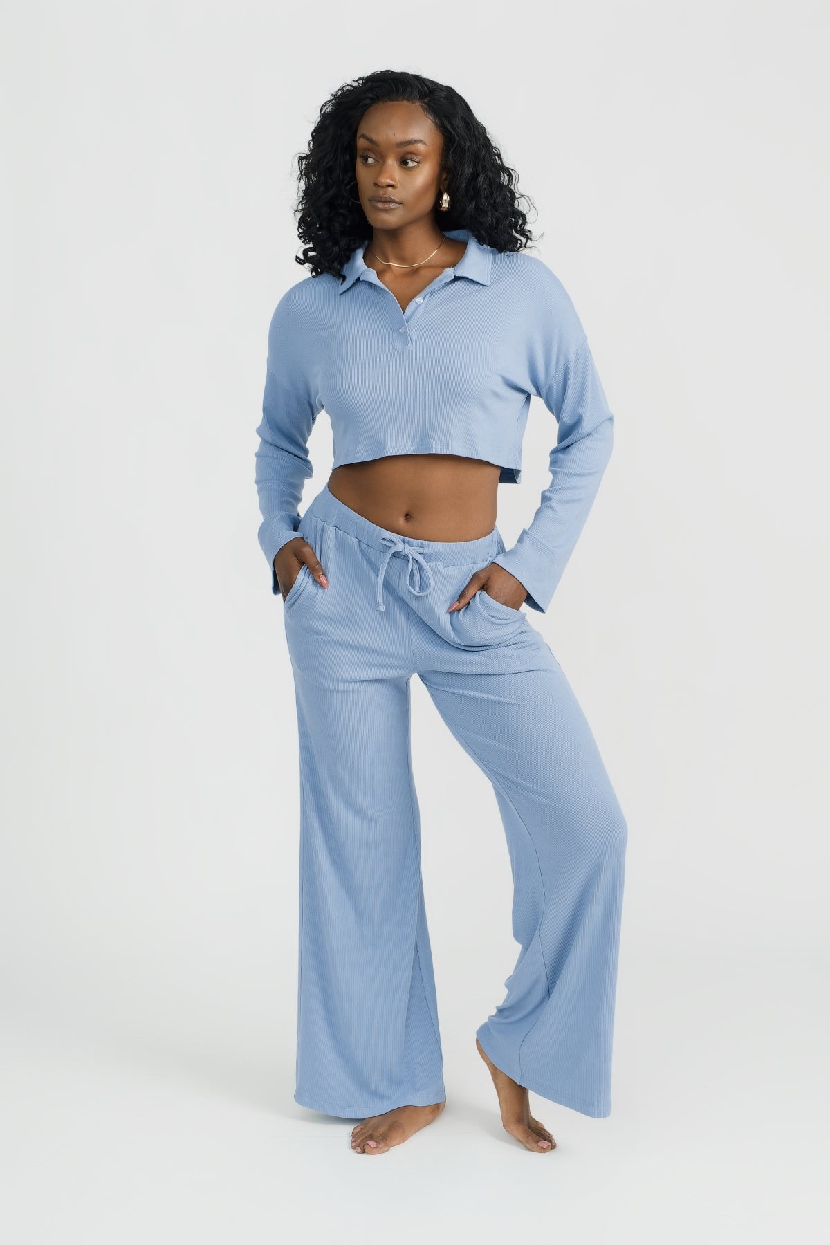 Blue Wide Leg Lounge Pant