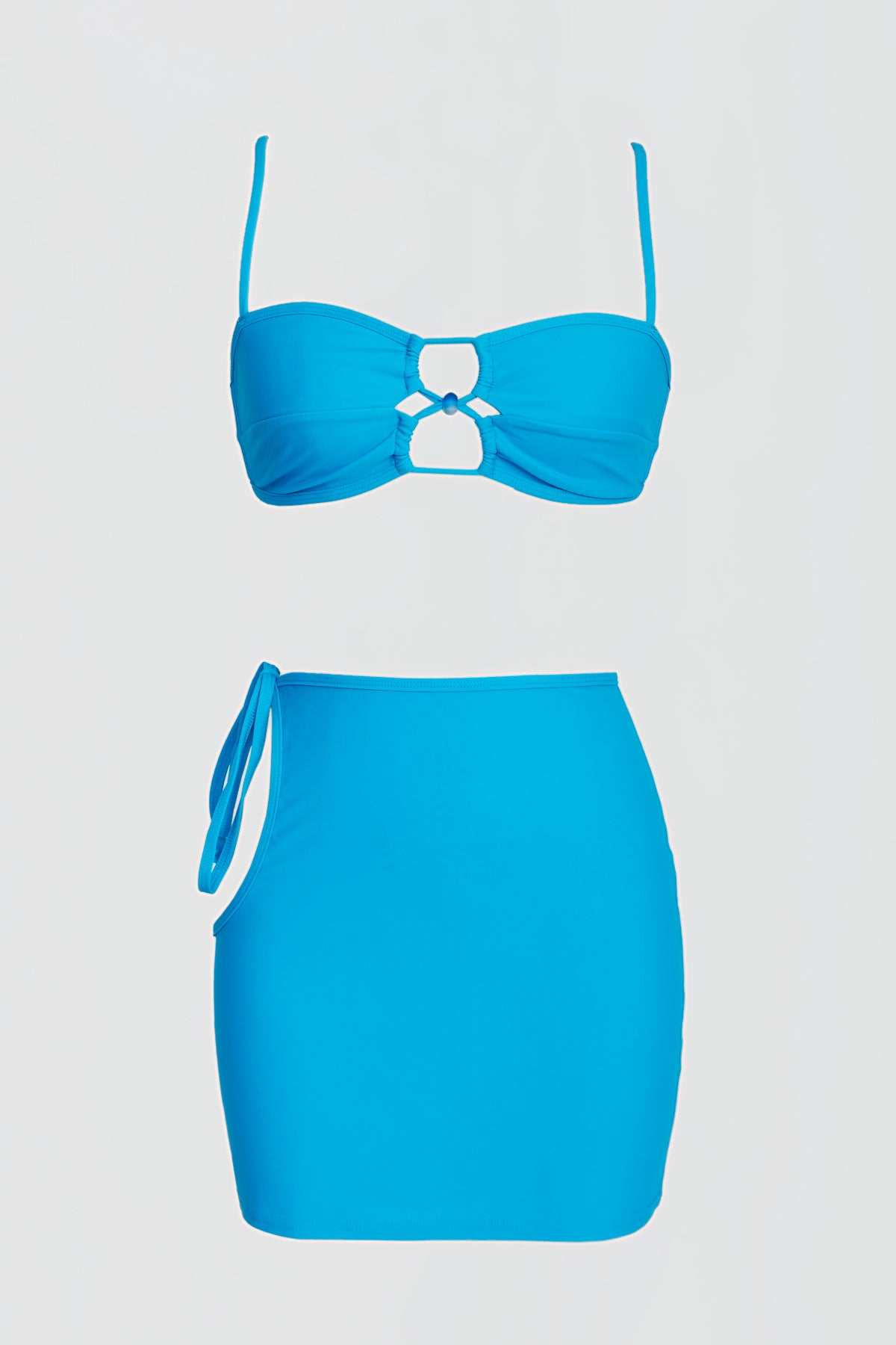 Cover Up Swim Skirt with Side Tie in Aire Blue Color