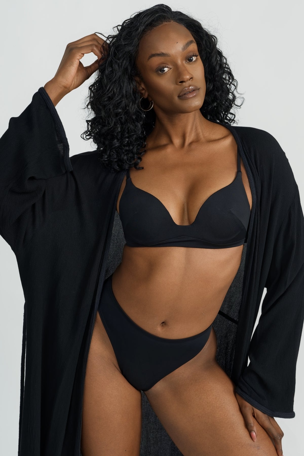 Soft Beach Robe in Black