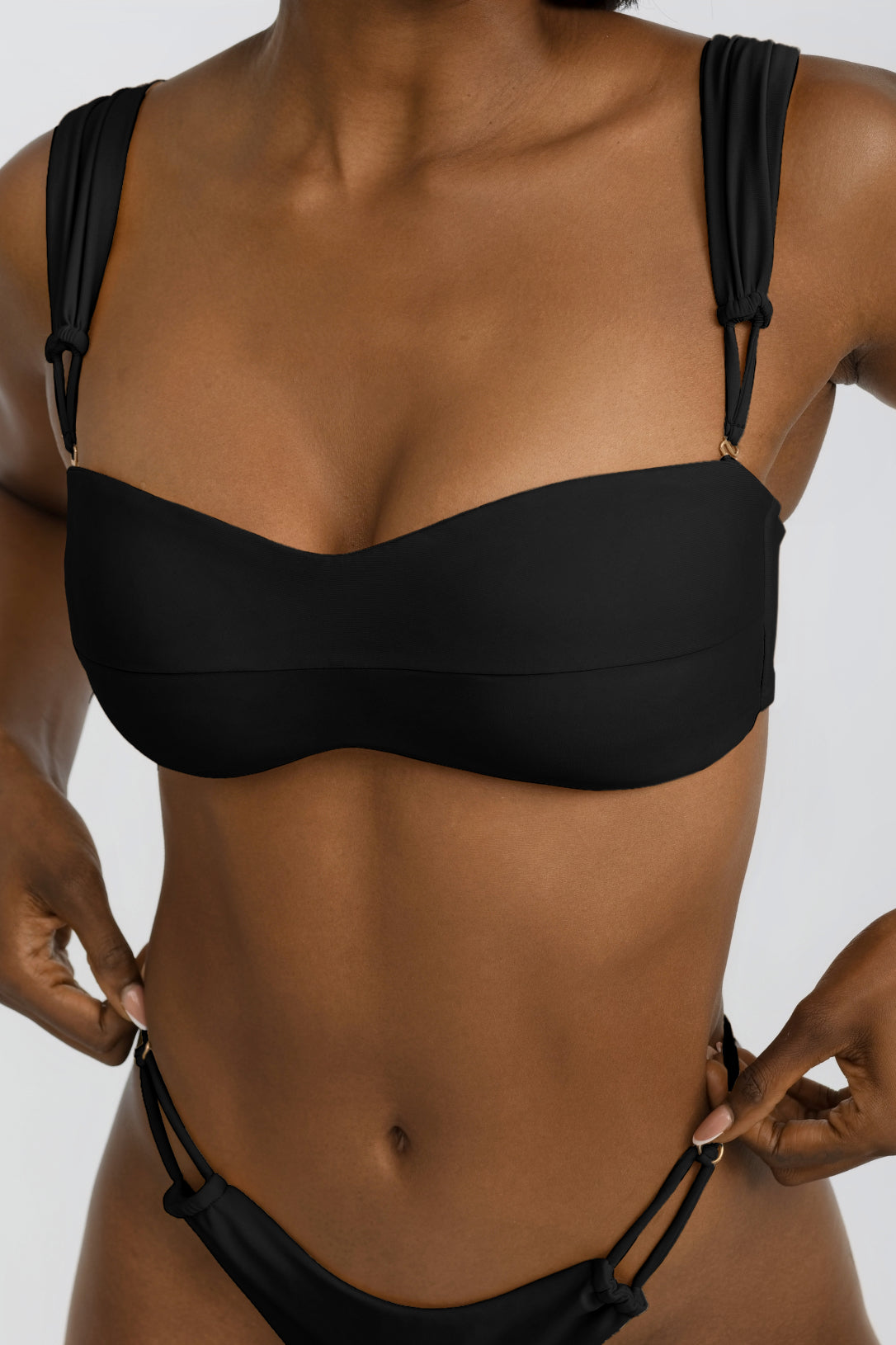 Black Bandeau Bikini Top with Removable Straps