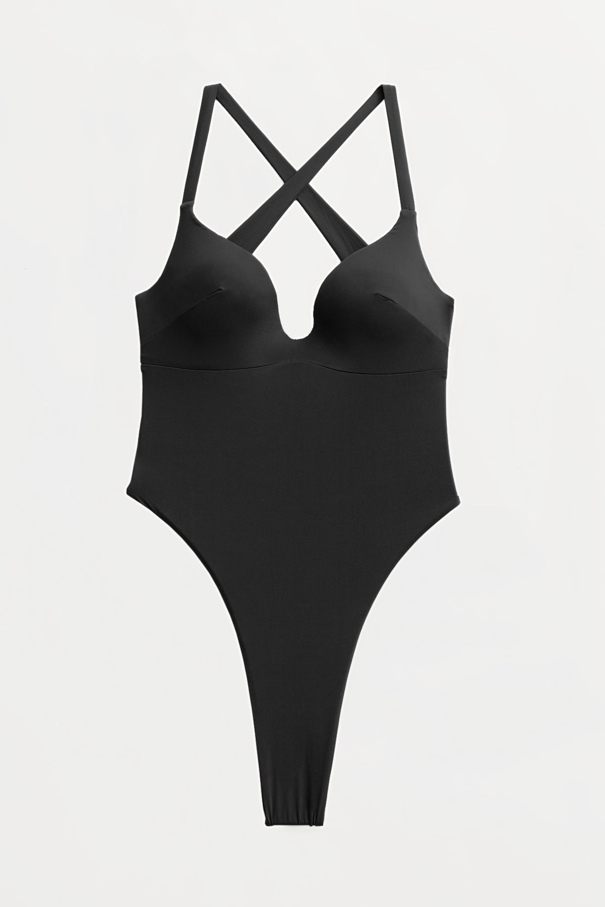 Black One Piece Swimsuit with Thong Bottom