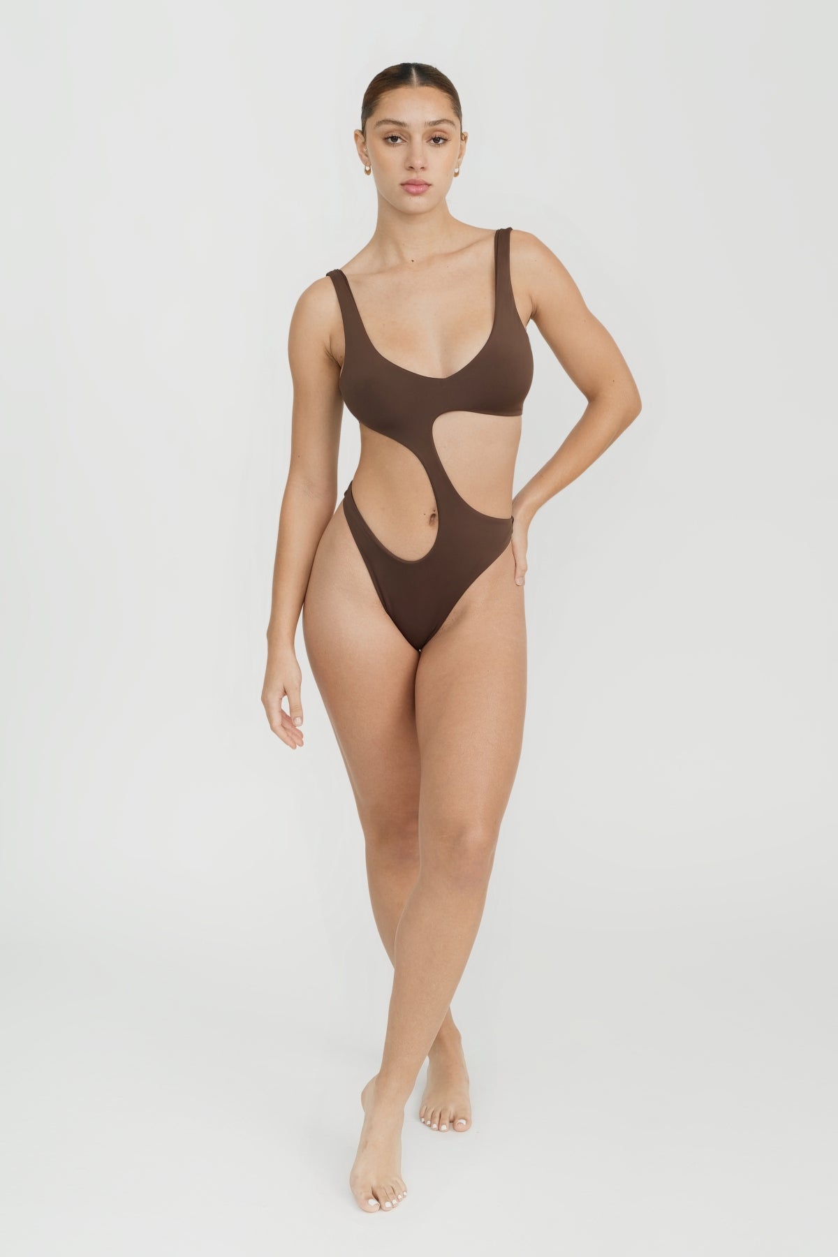 Brown One Piece Swimsuit