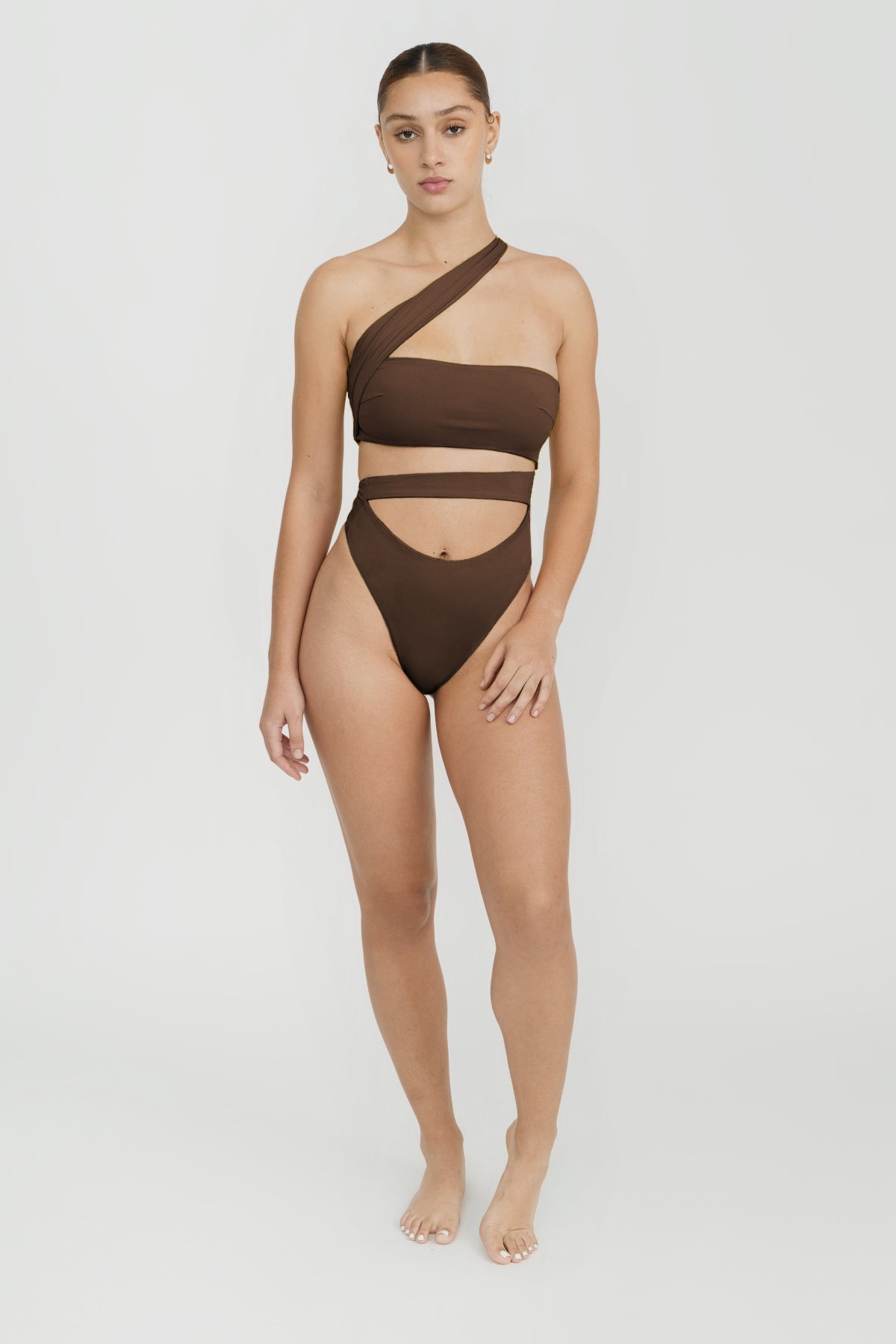 Brown One Piece Swimsuit