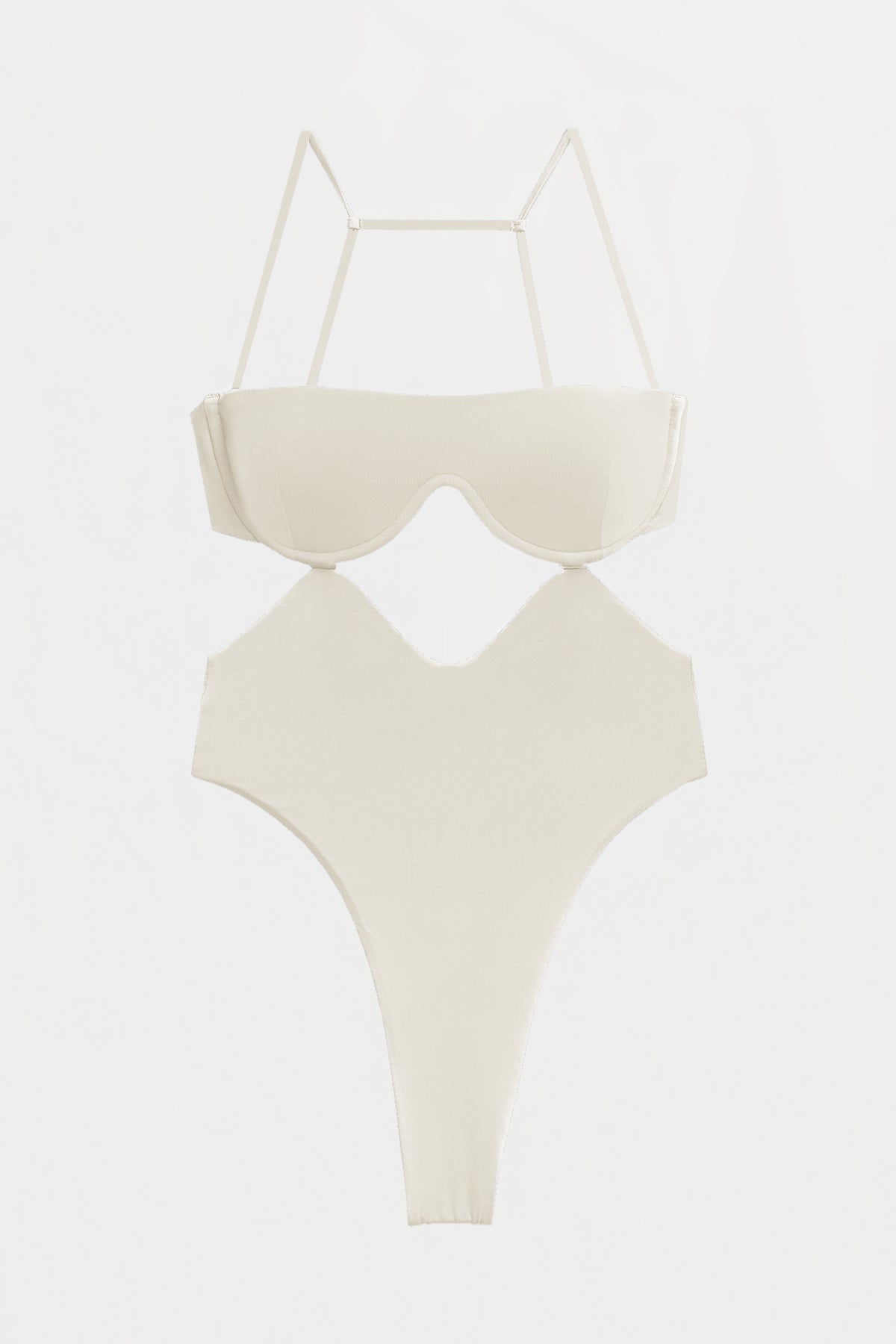 Coconut One Piece Swimsuit with Torso Cut Out Design and Thong Bottom