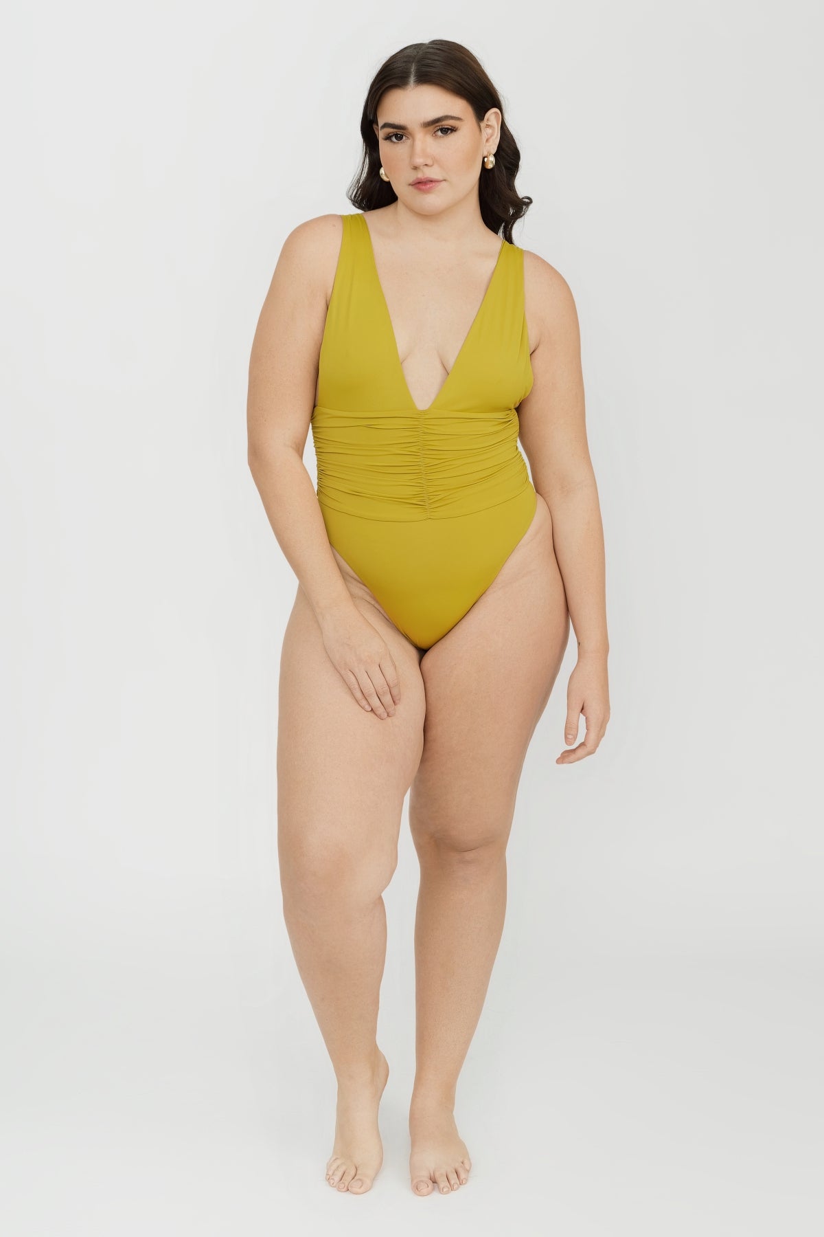 Yellow One Piece Moderate Coverage Swimsuit