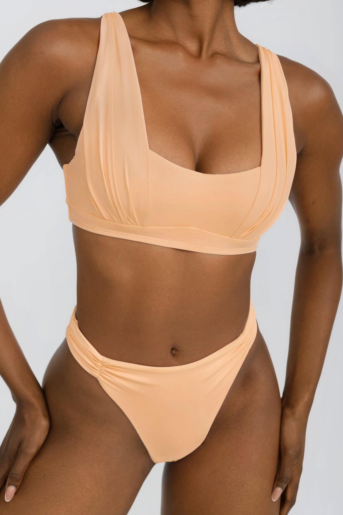 Ruched Bikini Top in Orange Aperol
