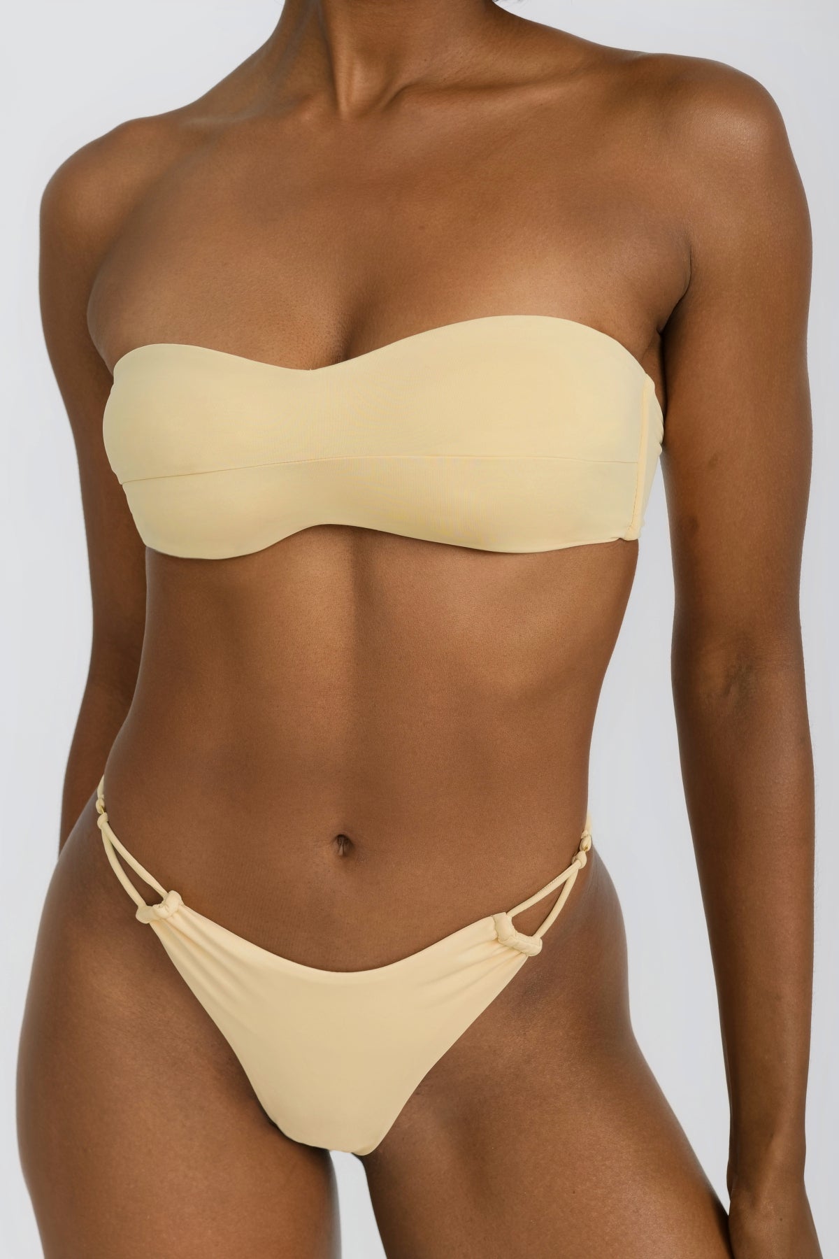 Bandeau Bra Top with Removable Straps in Butter Yellow