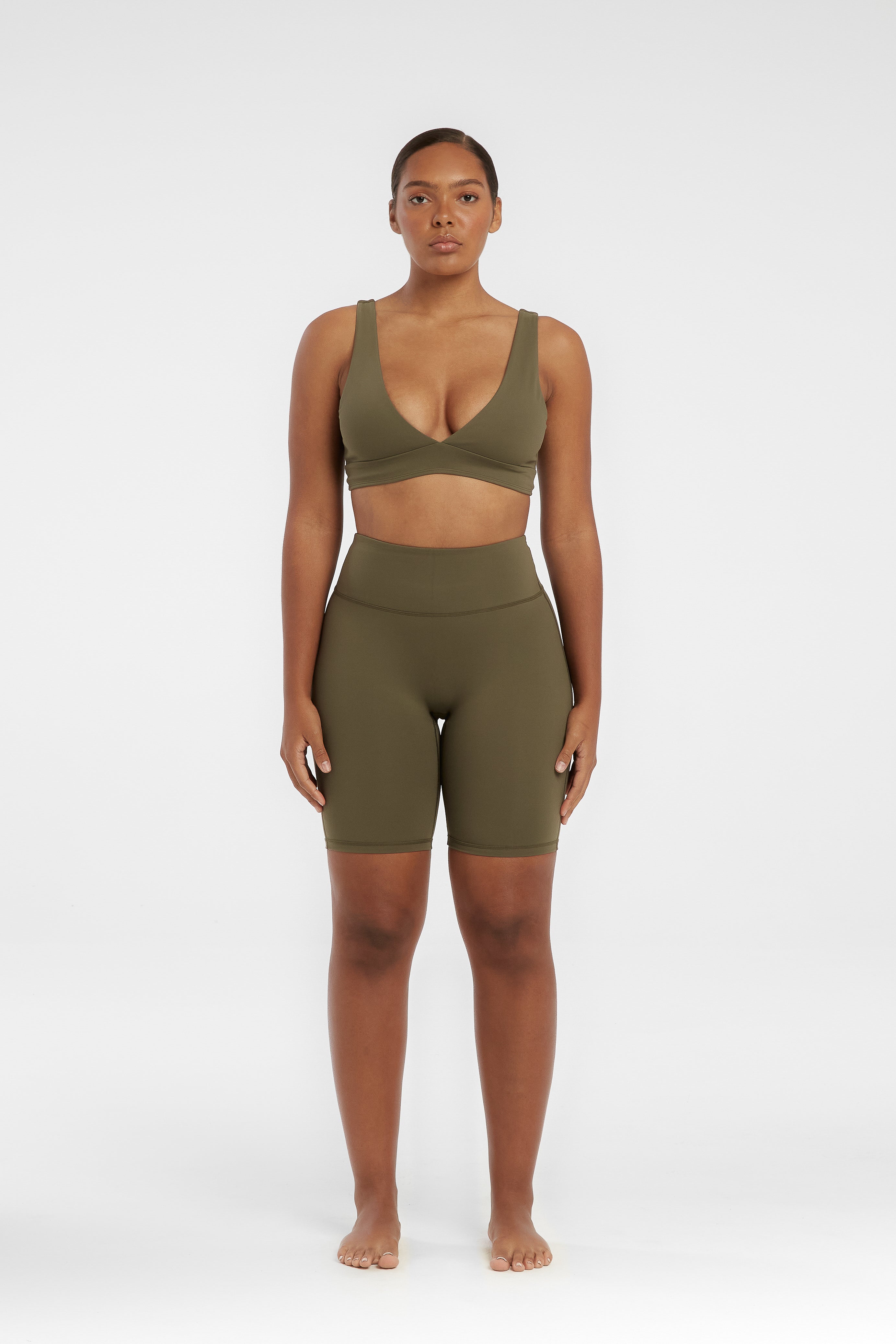 Sculpt Stretch High Rise Bike Shorts - Army